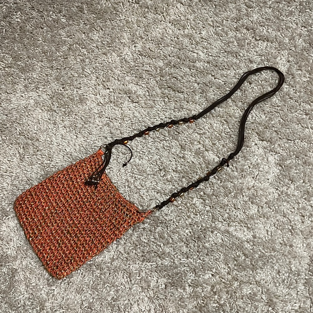 Super cute orange and gold sun and sand crochet Crossbody